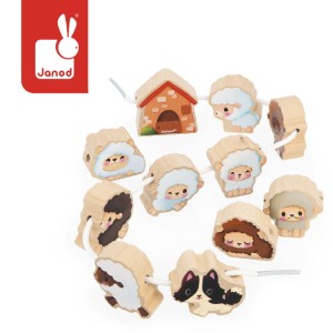 Nawlekanka z drewnianymi owieczkami Farma