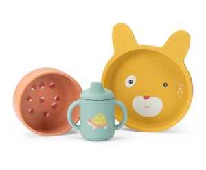 Silik. naczynia dziecięce TRZY MAŁE KRÓLIKI